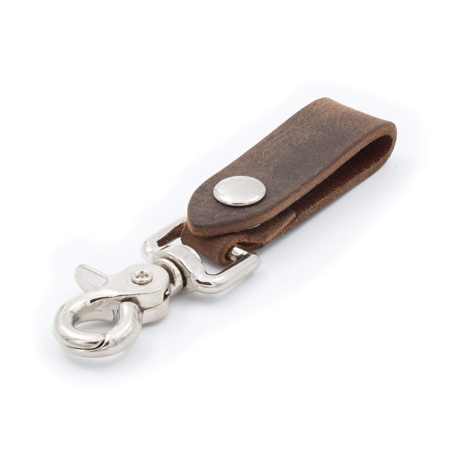 Main Street Forge Small Goods Bootlegger Brown Full Grain Leather Keychain | Made in USA | Easy Open Hook for Key & Accessories 816895023679