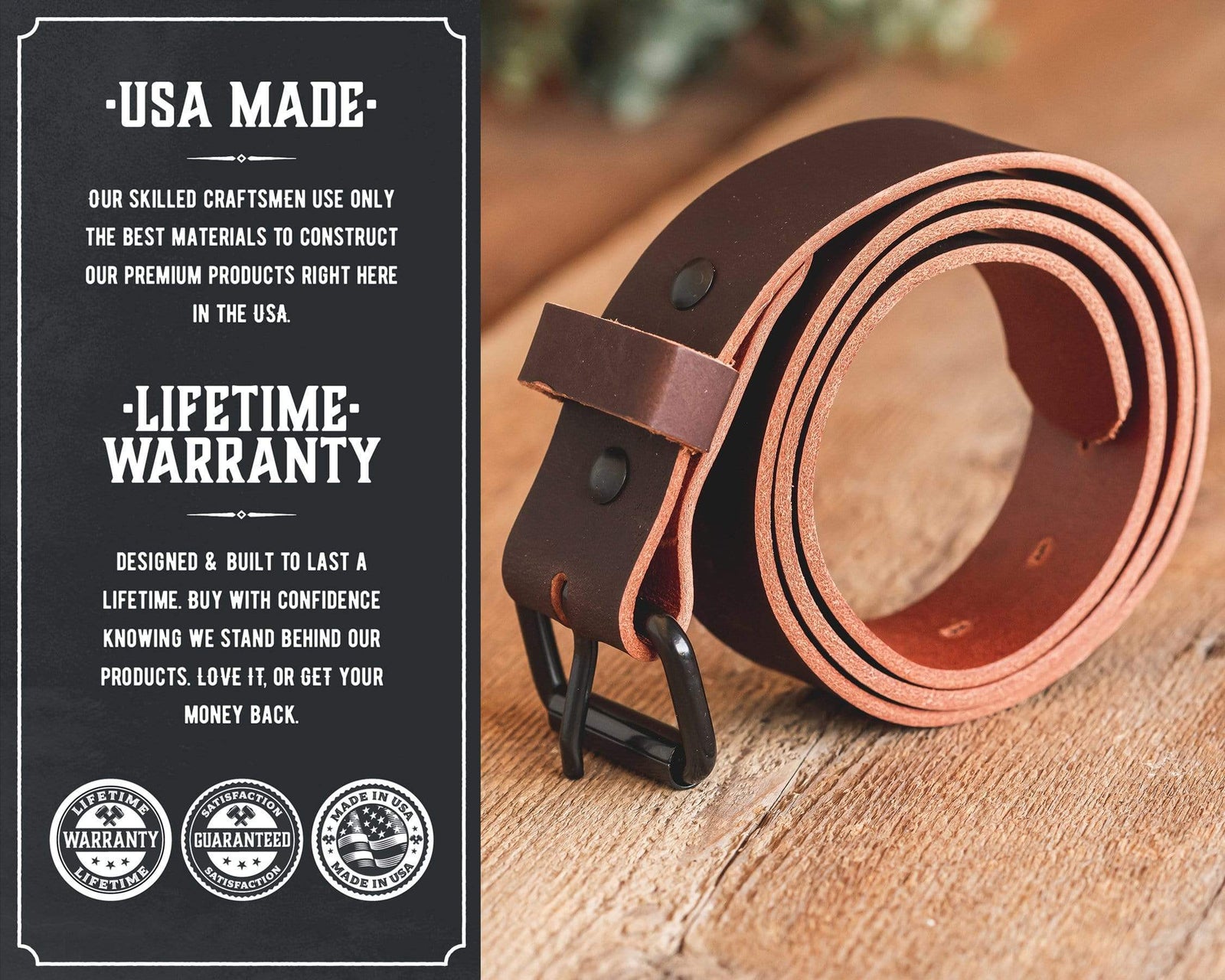 Main Street Forge Belt The Classic Leather Everyday Belt | Made in USA | Full Grain Leather | Lifetime Warranty