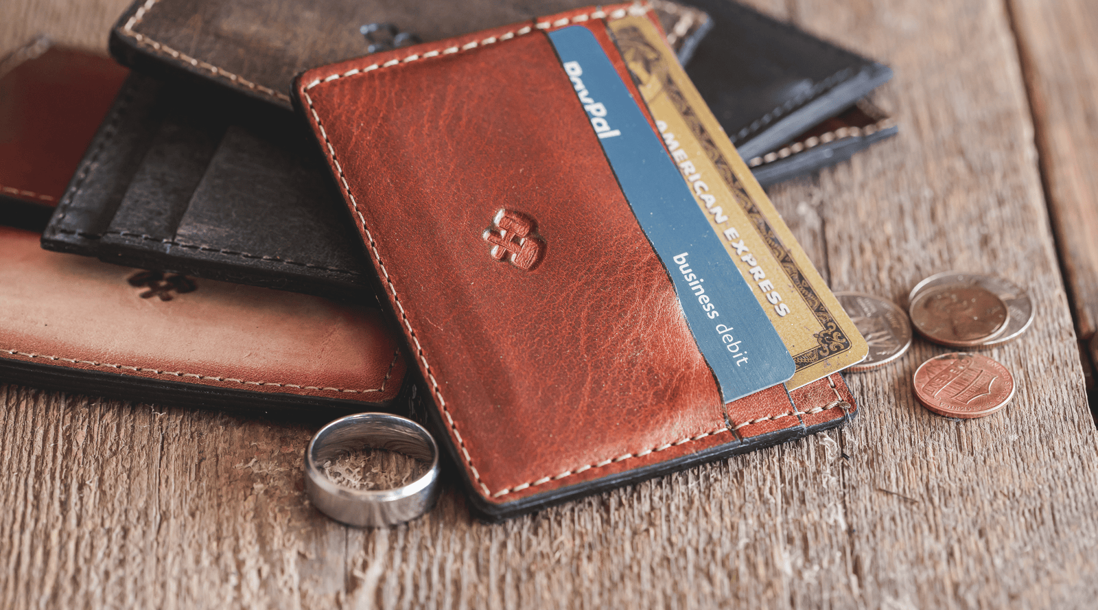 Business Card Holder / Wallet Whiskey Barrel Brown
