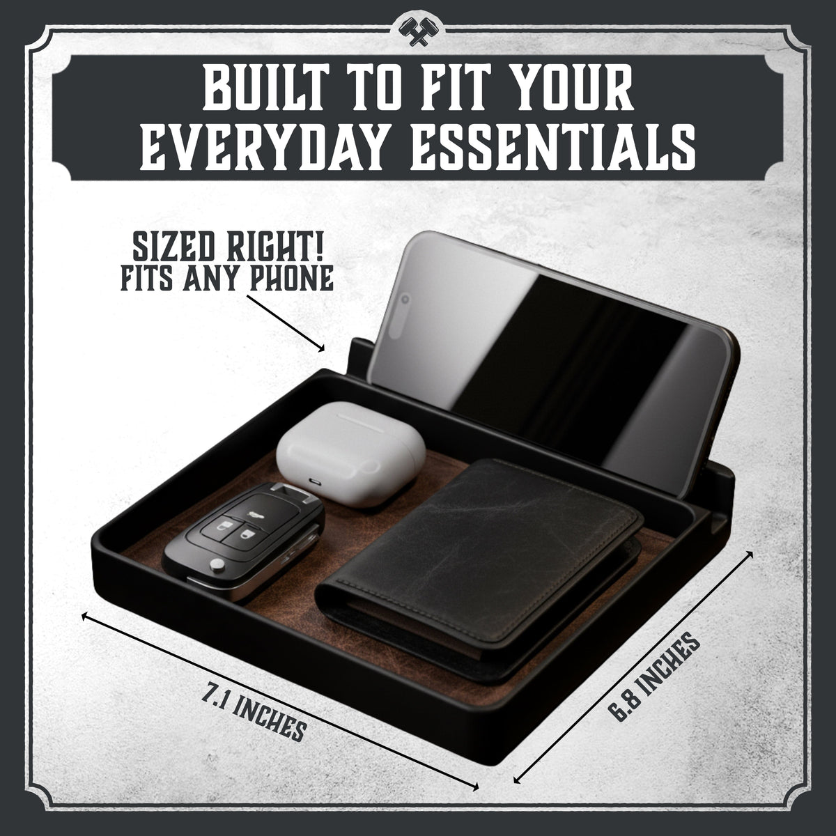 Main Street Forge Everyday Carry Valet Tray with Phone Dock