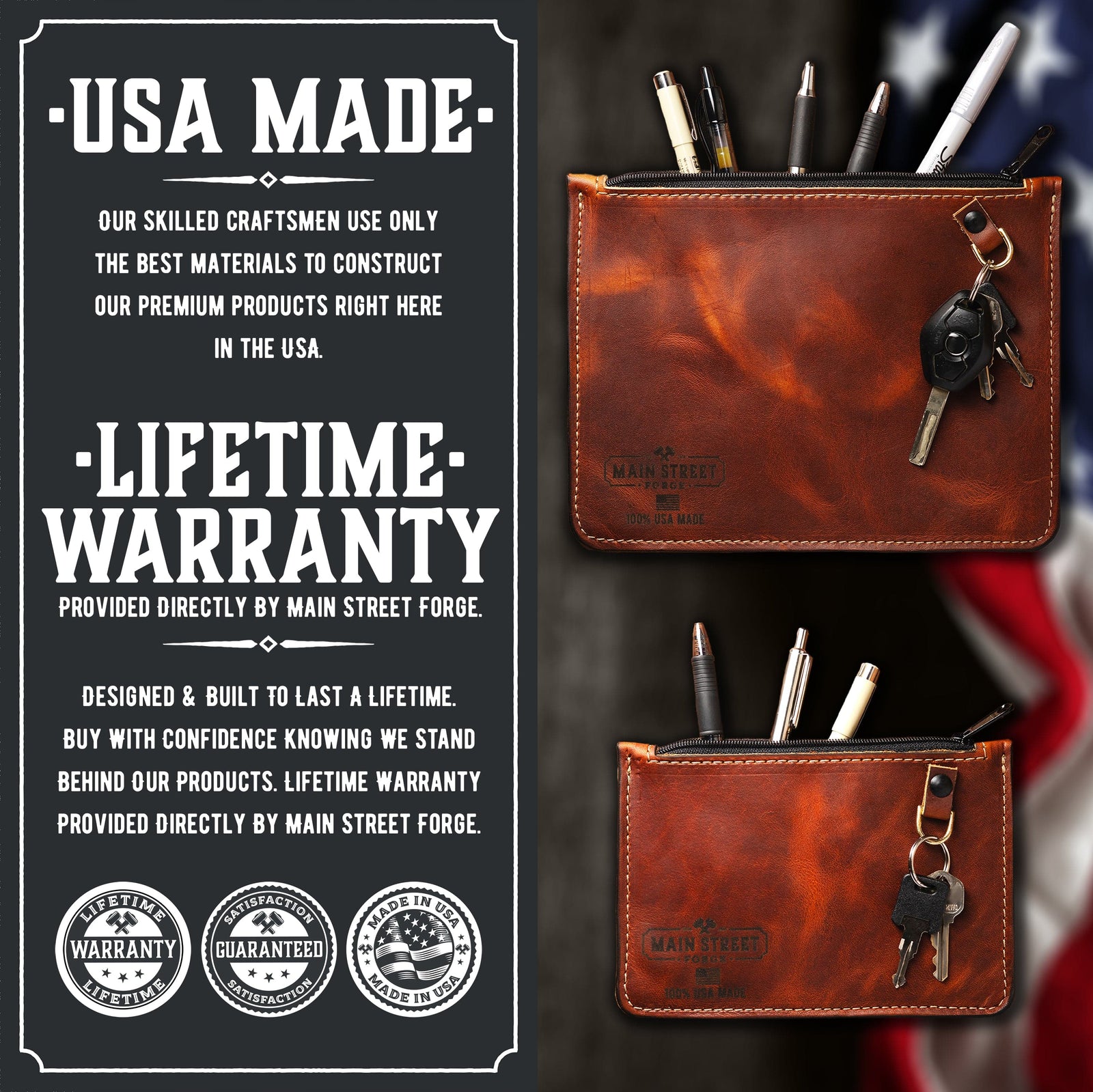 Main Street Forge Small Goods Full Grain Leather Utility Pouch