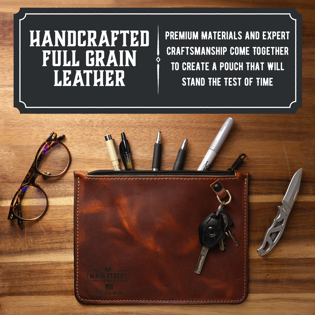 Main Street Forge Small Goods Full Grain Leather Utility Pouch