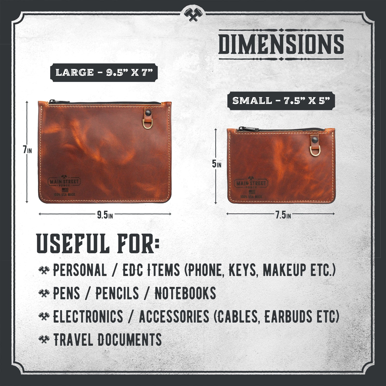 Main Street Forge Small Goods Full Grain Leather Utility Pouch