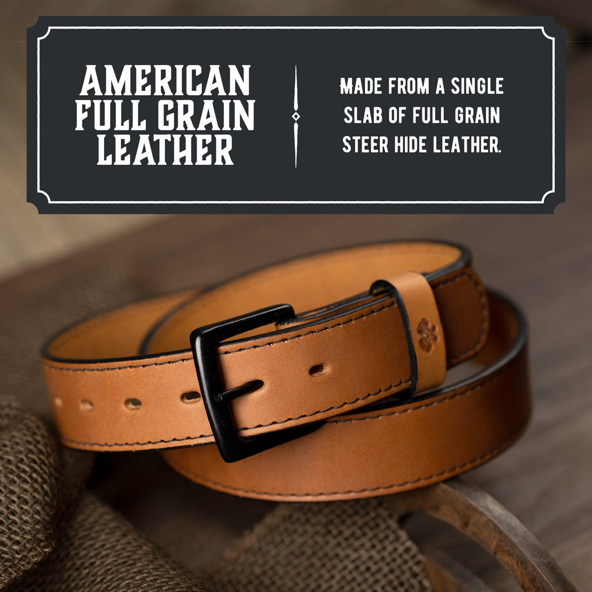 Main Street Forge Belt All American Stitched Leather Belt | Made in USA | Men's Heavy Duty Work Belt | EDC Belt