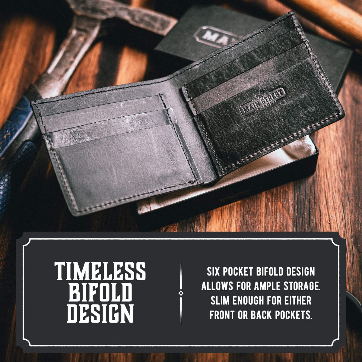 Main Street Forge Wallet Bifold Leather Wallet For Men | Made in USA | Men's Bifold Wallets | American Made