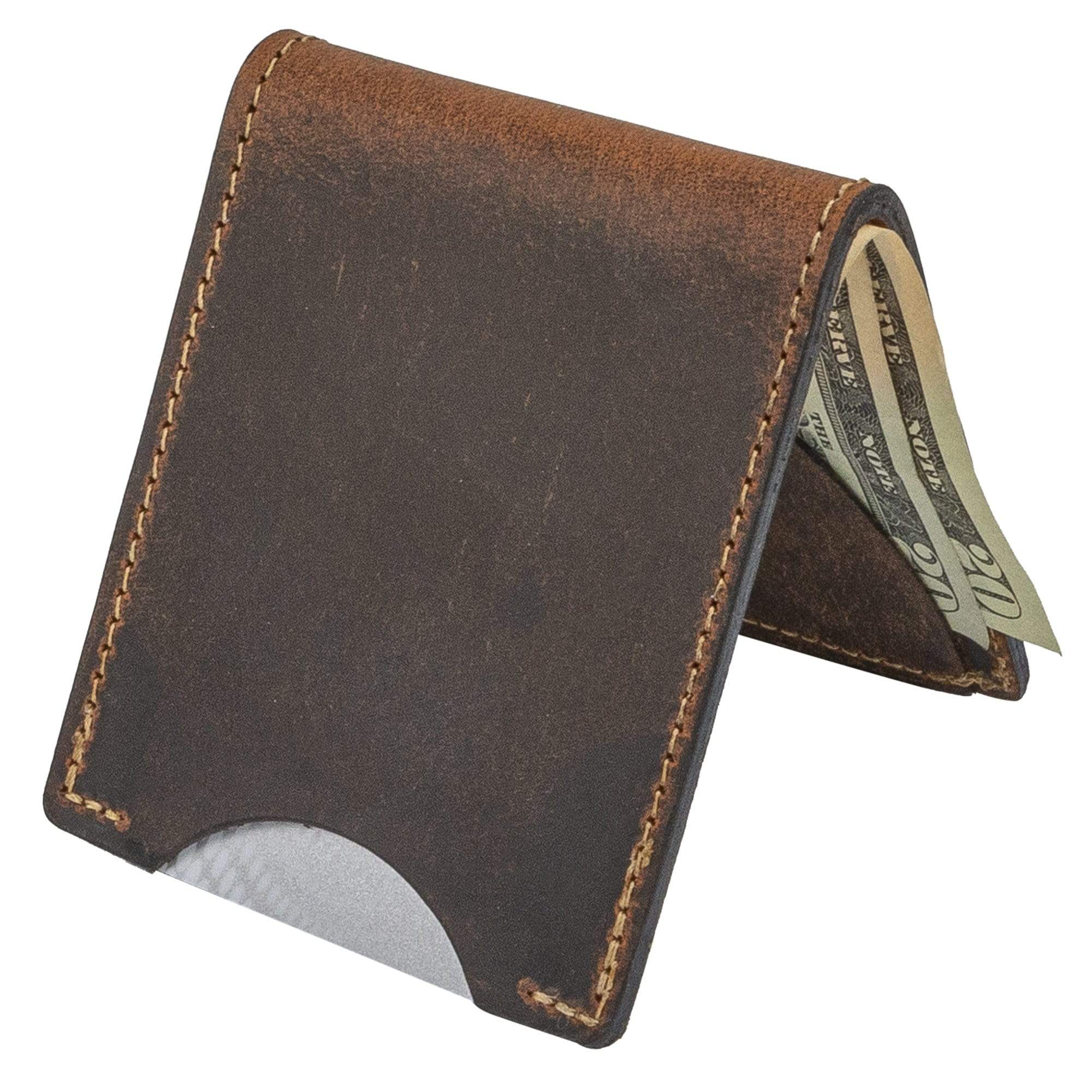 Front Pocket Slim Bifold Wallet for Men Bootlegger Brown