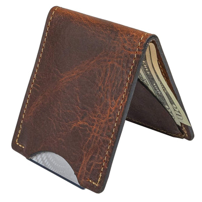 Main Street Forge Wallet Tobacco Snakebite Brown Front Pocket Slim Bifold Wallet for Men | Made in USA 816895024973