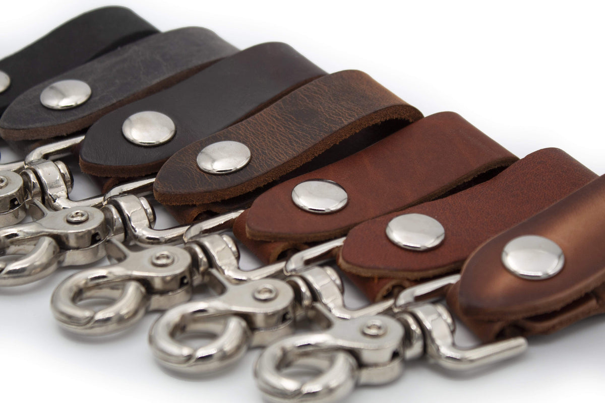 Main Street Forge Small Goods Full Grain Leather Keychain | Made in USA | Easy Open Hook for Key & Accessories