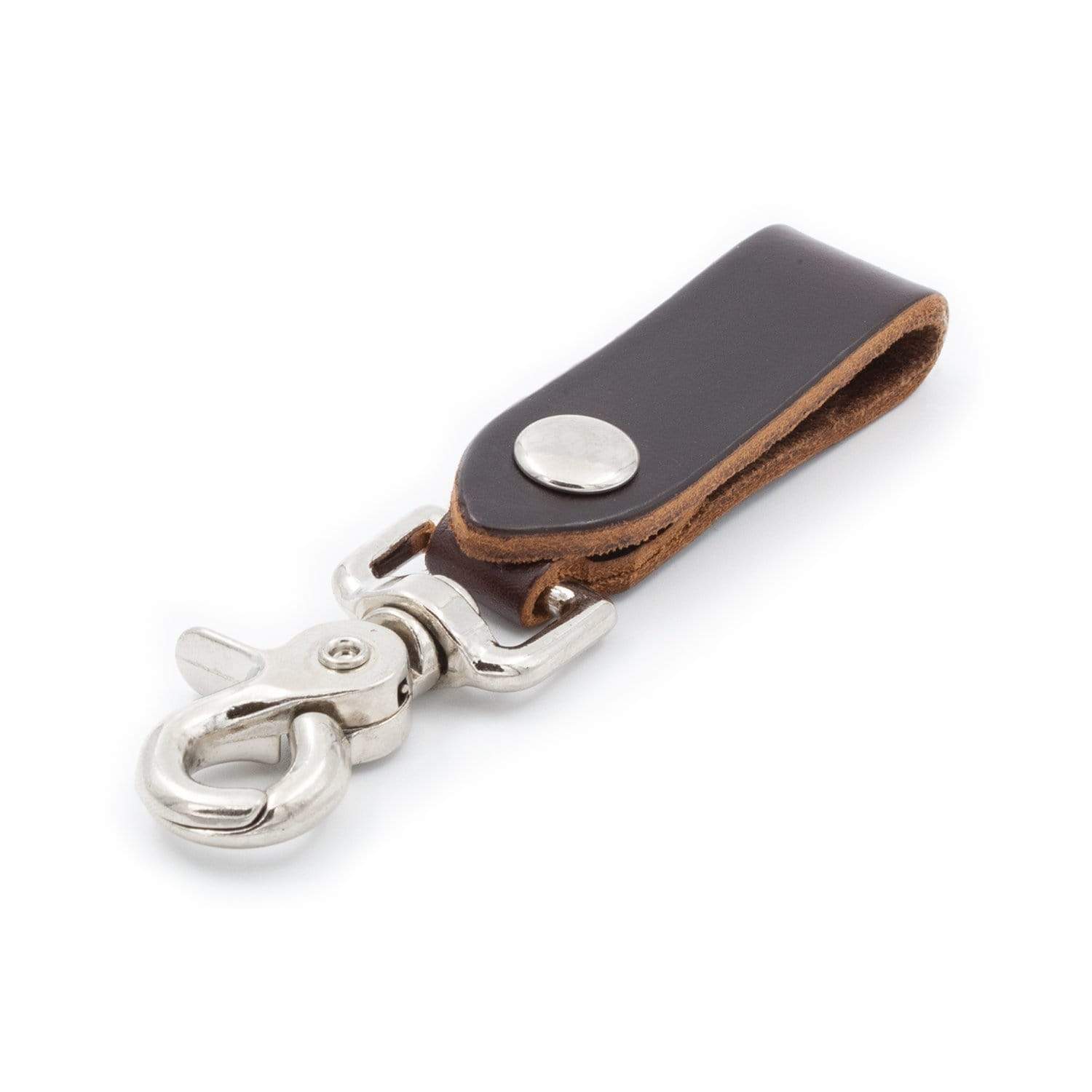 Heavy Duty Leather Keychain Clip Hook , Personalized Black Brown Leather Custom Monogrammed Key Fob Black / No