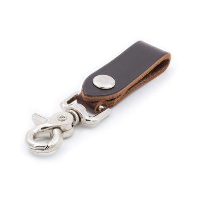 Main Street Forge Small Goods Whiskey Barrel Brown Full Grain Leather Keychain | Made in USA | Easy Open Hook for Key & Accessories 816895023662