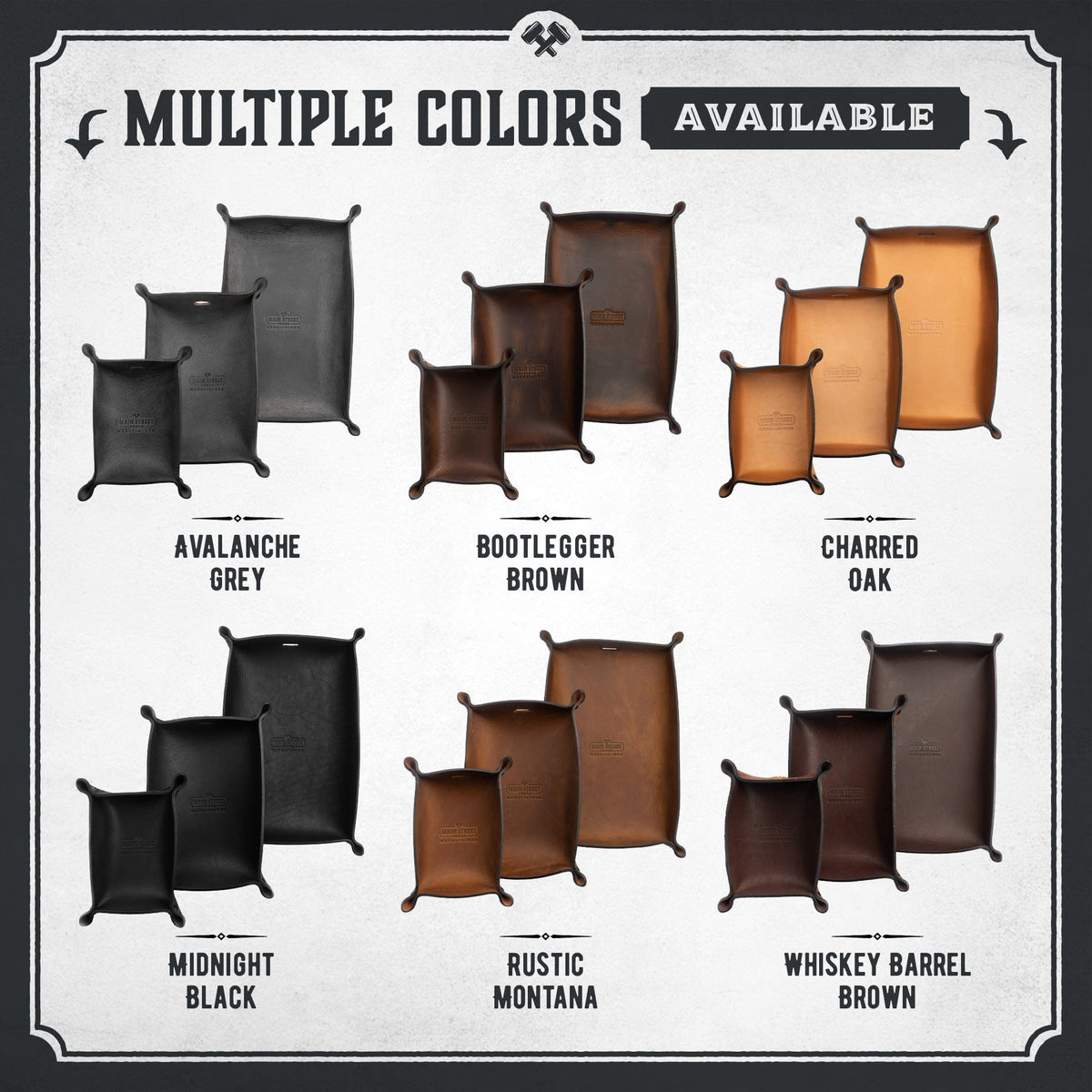 Main Street Forge Small Goods Full Grain Leather Valet Tray - Charging Station for Nightstand, Table, Bedroom, Kitchen, Office