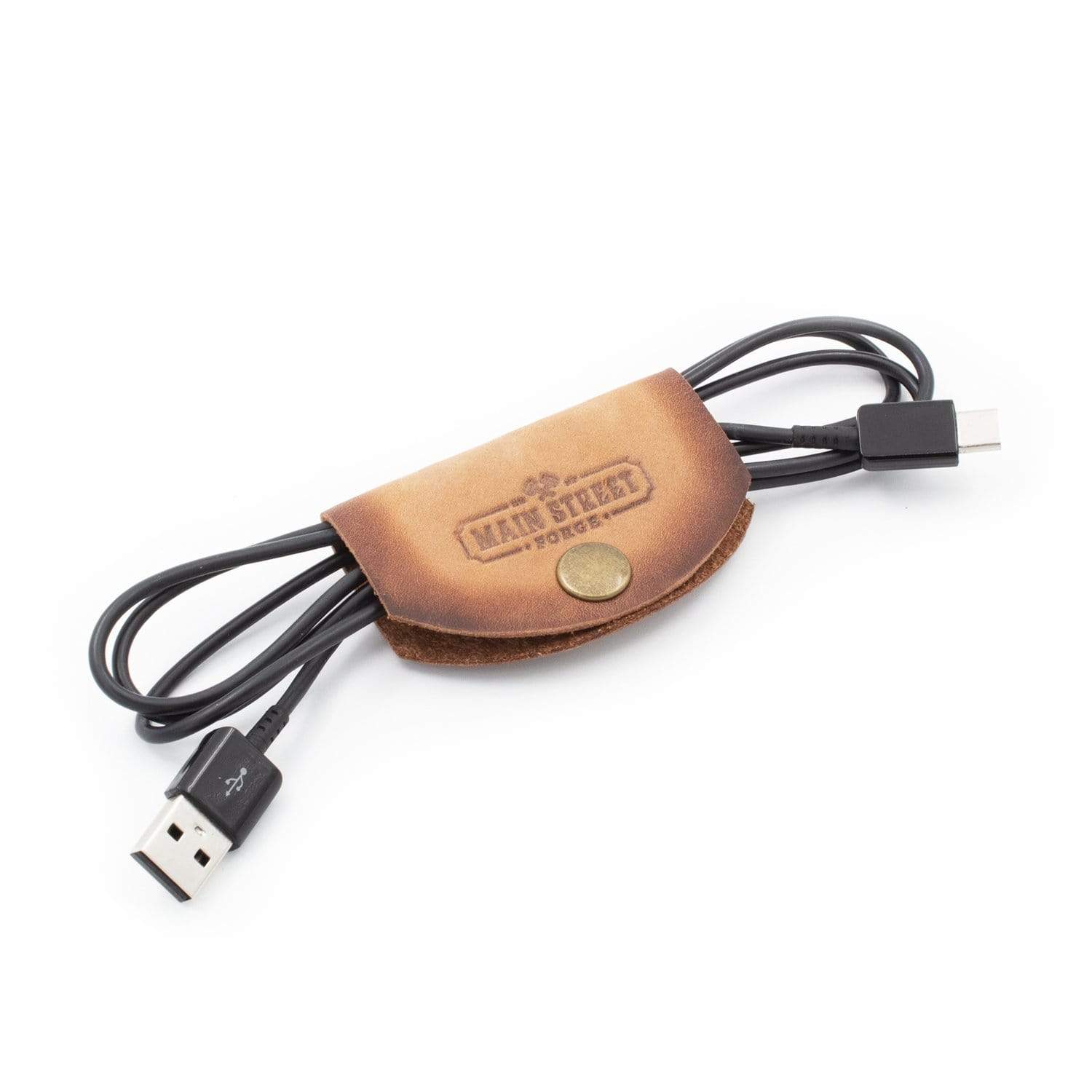 Main Street Forge Small Goods Leather Cord Wraps - Full Grain Leather - Made in USA - Cable Organizer for Charging Cords & More