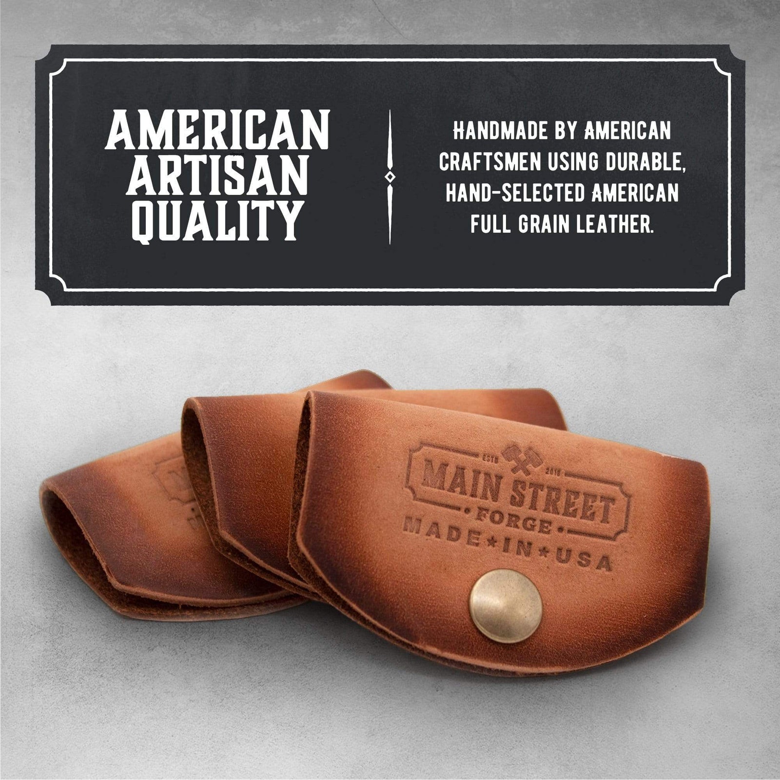 Main Street Forge Small Goods Leather Cord Wraps - Full Grain Leather - Made in USA - Cable Organizer for Charging Cords & More