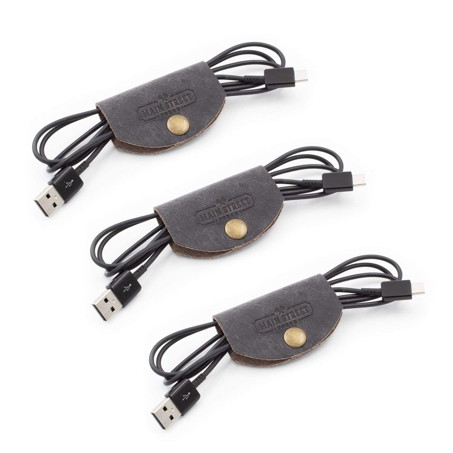 Leather Cord Wraps / Cable Organizers Avalanche Gray / 1-Pack