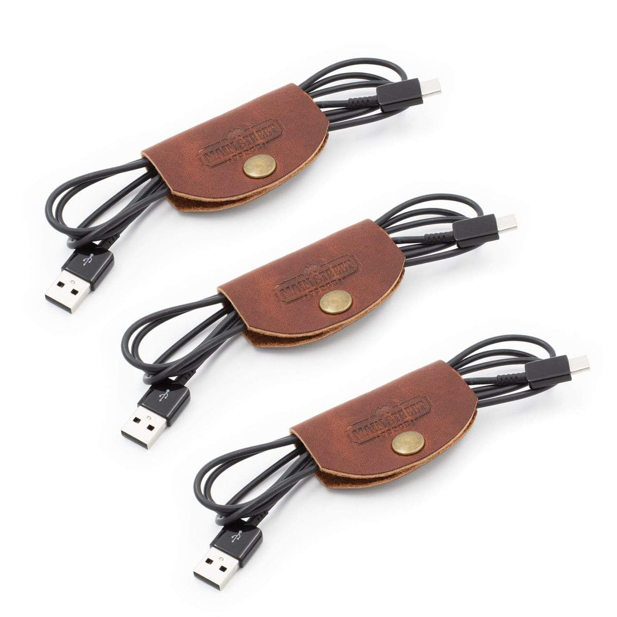 Main Street Forge Small Goods Leather Cord Wraps - Full Grain Leather - Made in USA - Cable Organizer for Charging Cords & More