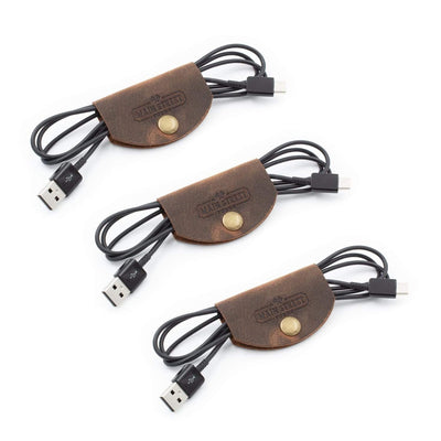 Leather Cord Wraps / Cable Organizers Midnight Black / 1-Pack
