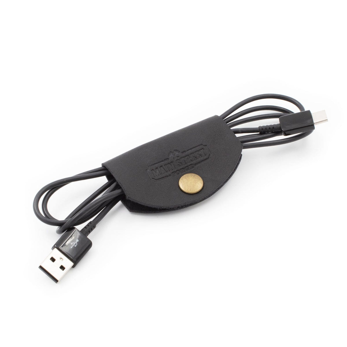 Main Street Forge Small Goods Leather Cord Wraps - Full Grain Leather - Made in USA - Cable Organizer for Charging Cords & More