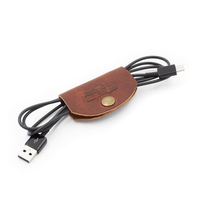 Main Street Forge Small Goods Leather Cord Wraps - Full Grain Leather - Made in USA - Cable Organizer for Charging Cords & More