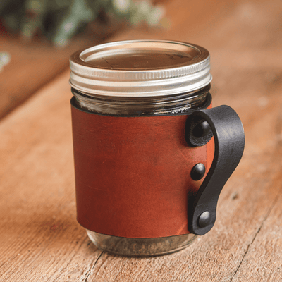 Main Street Forge Leather Mason Jar Sleeve with Handle