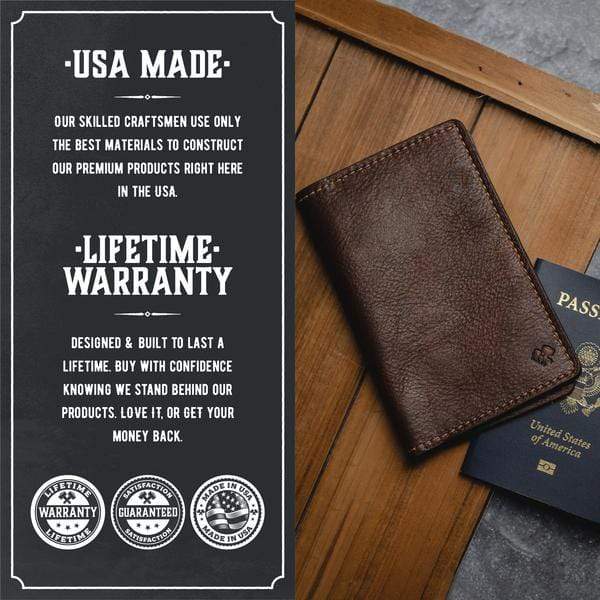 Main Street Forge Small Goods Leather Passport Holder | Full Grain Leather Cover | Perfect for Travel | Made in USA