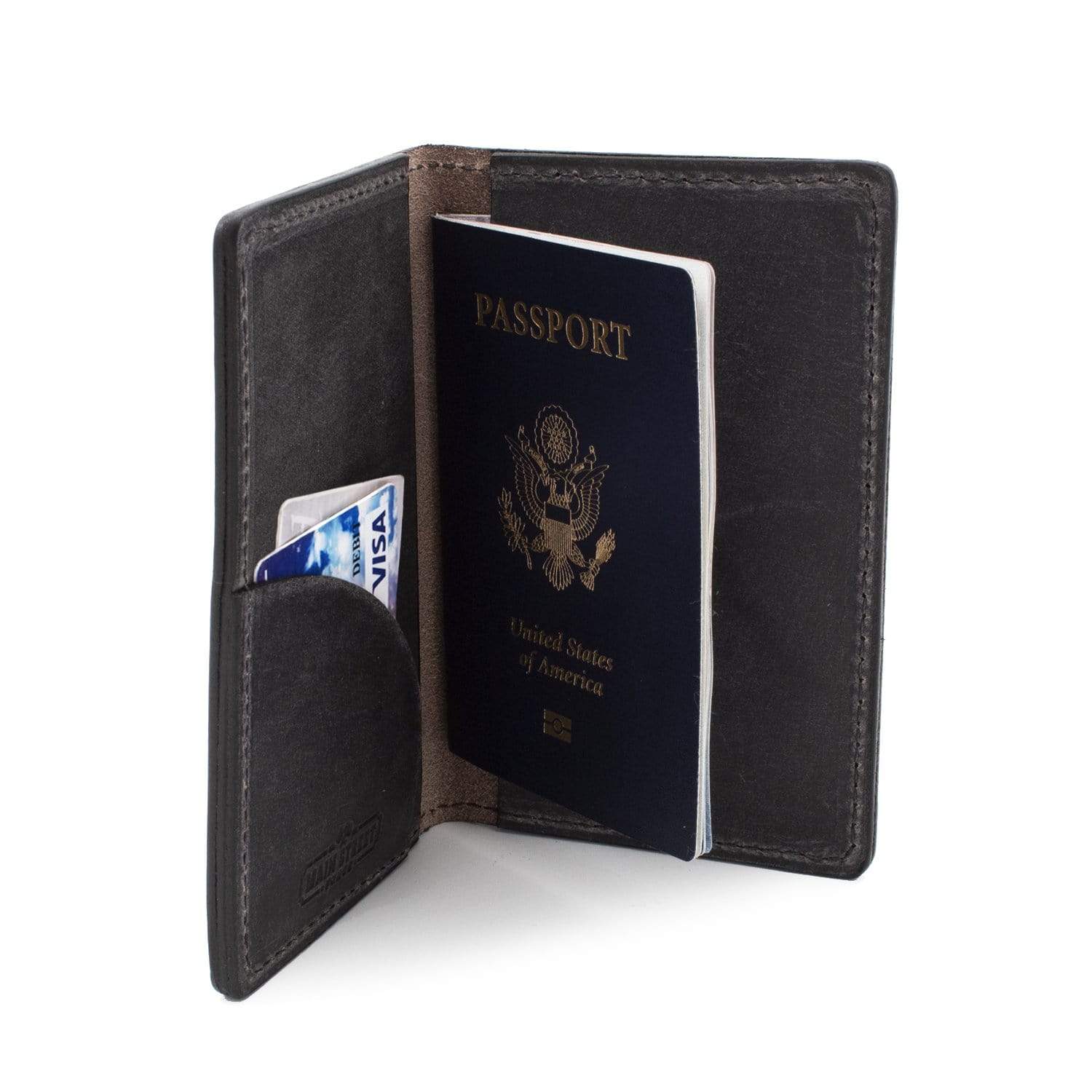Black Genuine Leather Passport Cover – Travel Wallet Card Organizer – RFID Protection – Handmade India