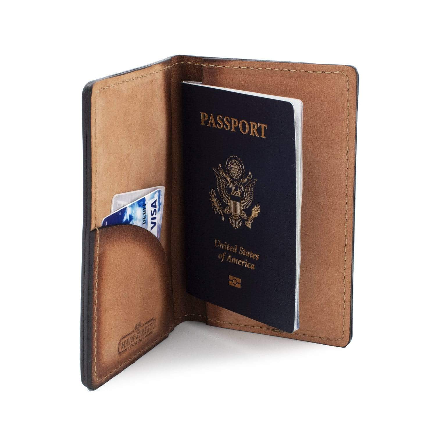 Main Street Forge Small Goods Leather Passport Holder | Full Grain Leather Cover | Perfect for Travel | Made in USA