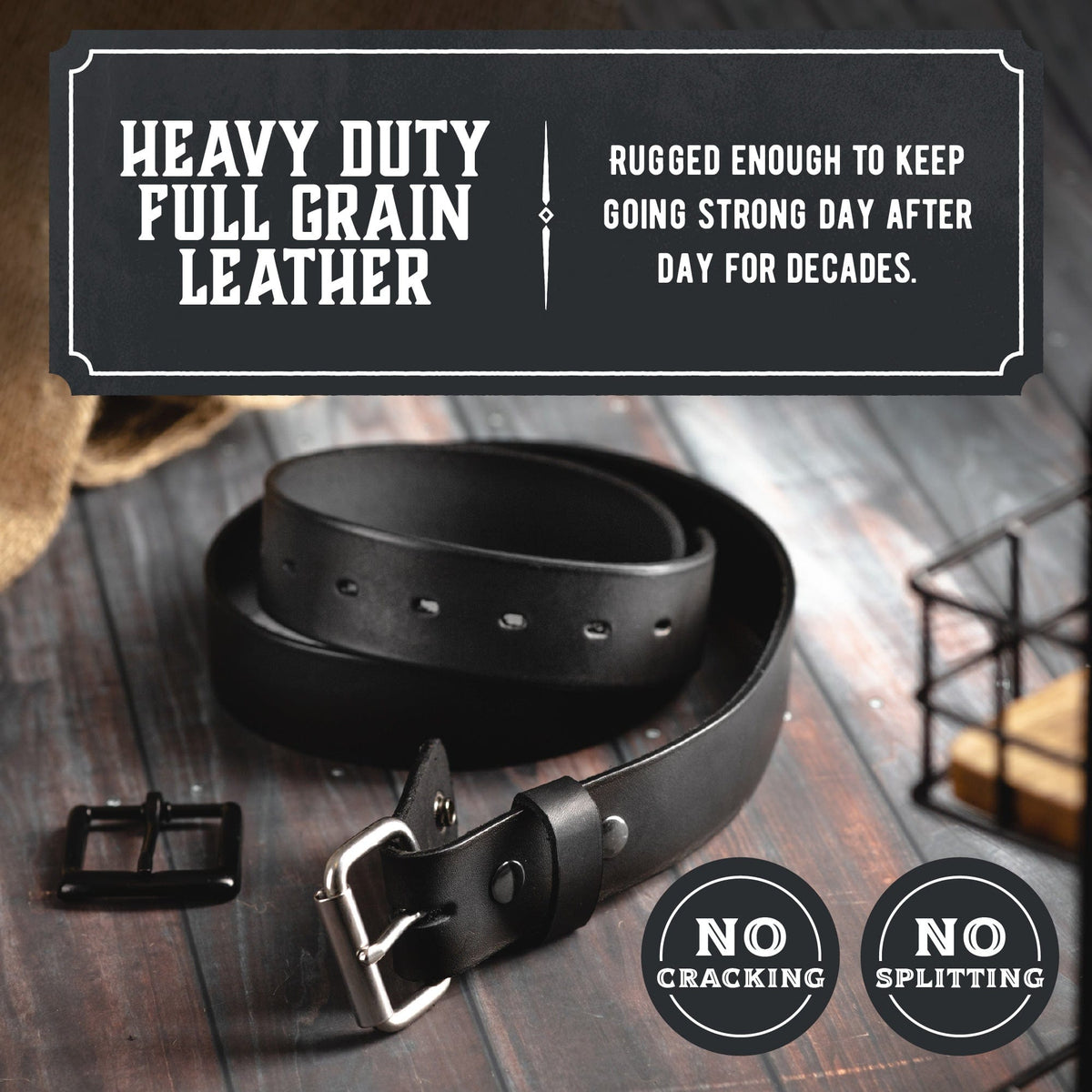 Main Street Forge Belt No Buckle Belt | Made in USA | Full Grain Leather | Lifetime Warranty