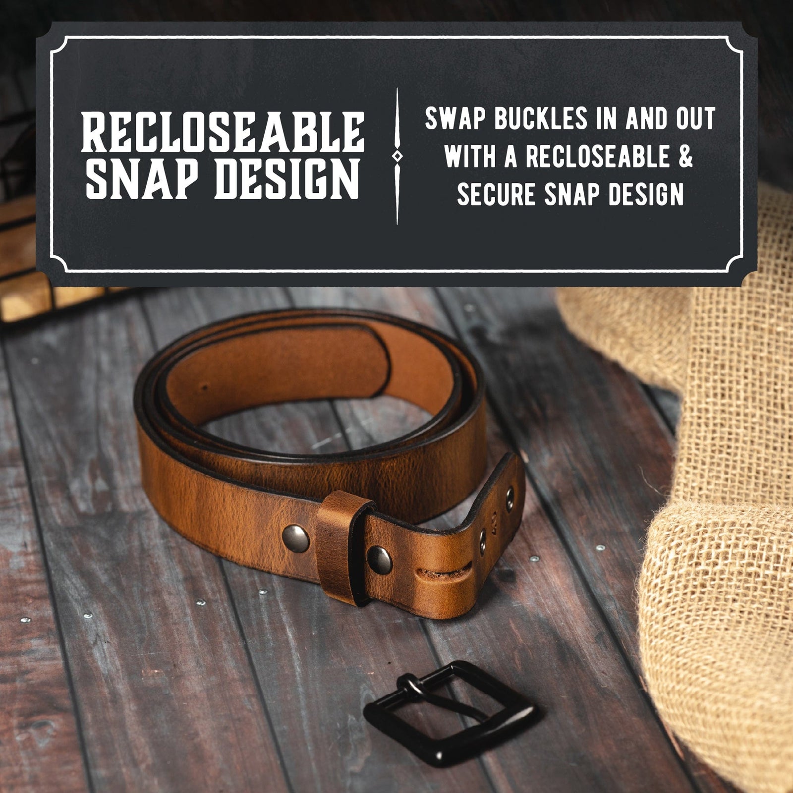 Leather belt no buckle best sale