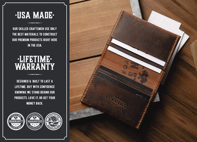 Main Street Forge Wallet Premium Full Grain Leather Business Card Case and Wallet - Lightweight & Slim for Men & Women