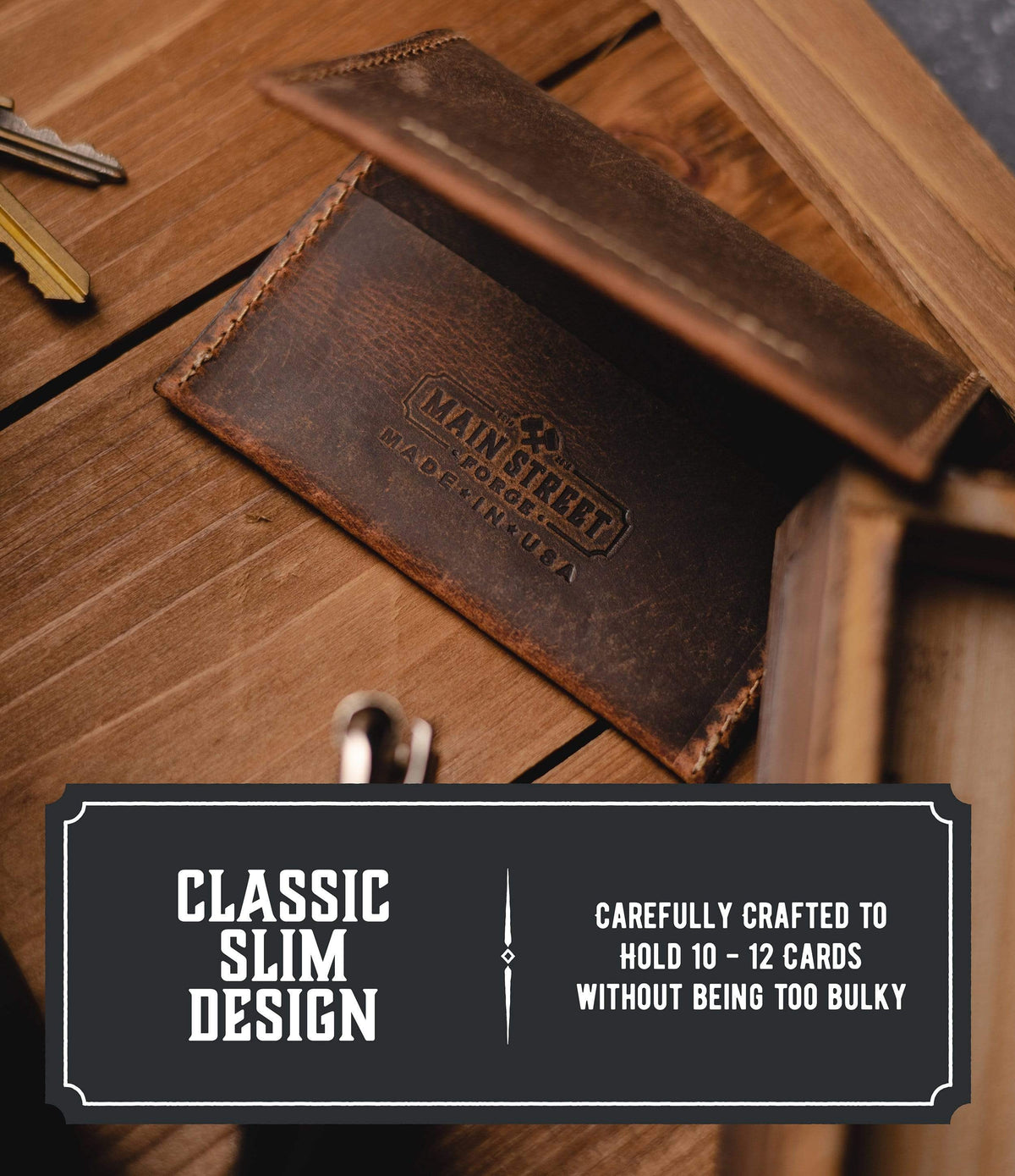 Main Street Forge Wallet Premium Full Grain Leather Business Card Case and Wallet - Lightweight & Slim for Men & Women