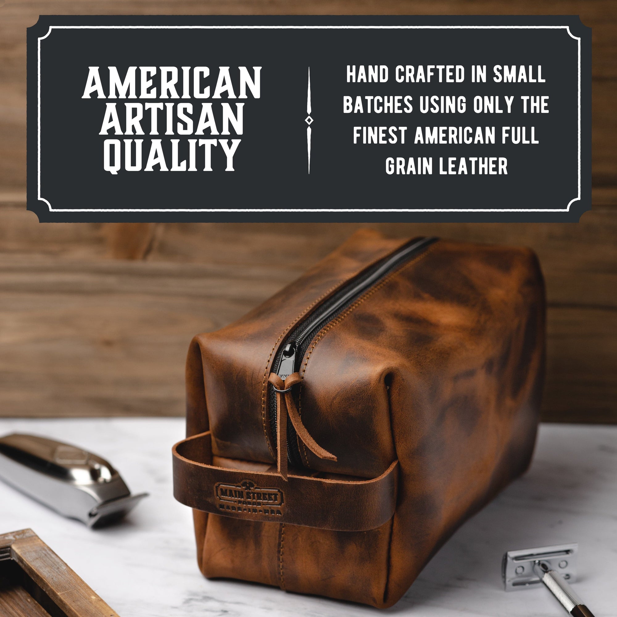 Main Street Forge Leather Toiletry Bag for Men
