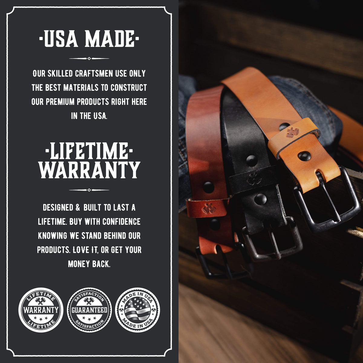 Main Street Forge The All American Belt | Made in USA | Full Grain Leather | Lifetime Warranty