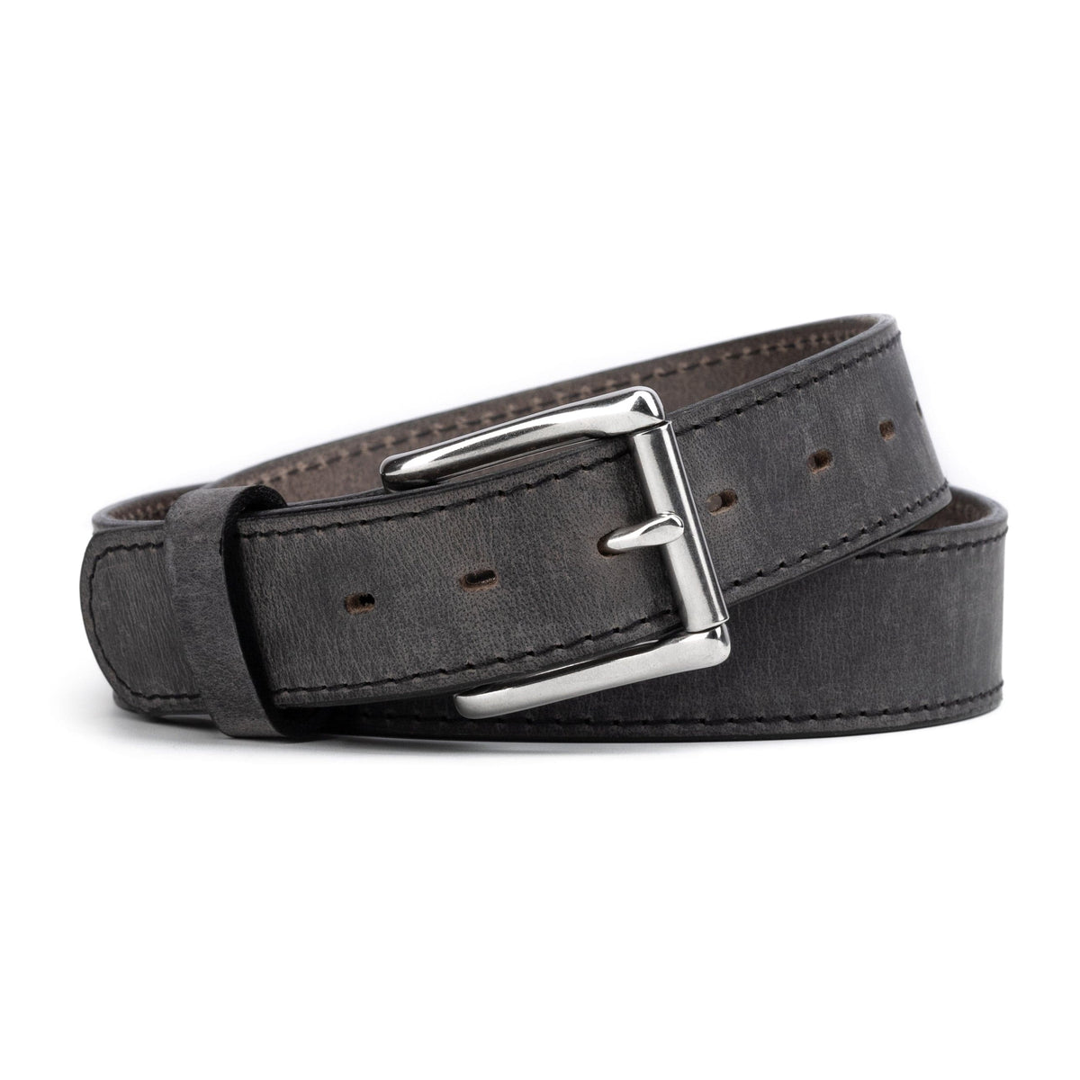 Main Street Forge Belt Pant Size 30 (Belt Size 32) / Avalanche Gray The Baron Leather Belt for Men | Made In USA | Men&#39;s Full Grain Leather Belt 816895026366