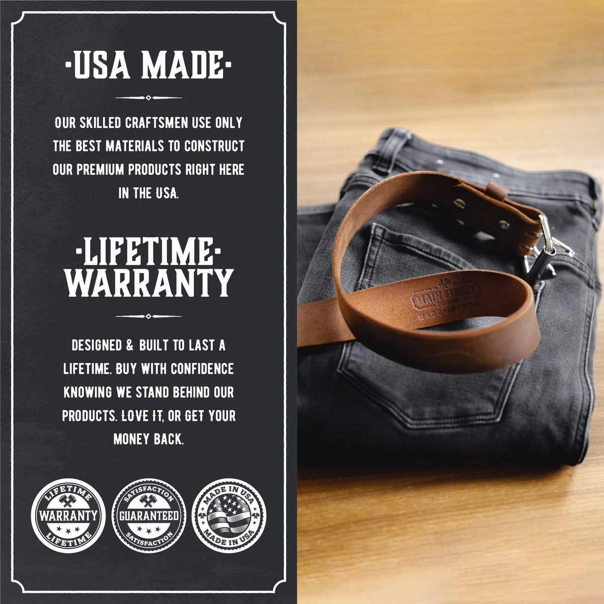 Main Street Forge Belt The Double Down Belt | Made in USA | Full Grain Leather | Men's Belt