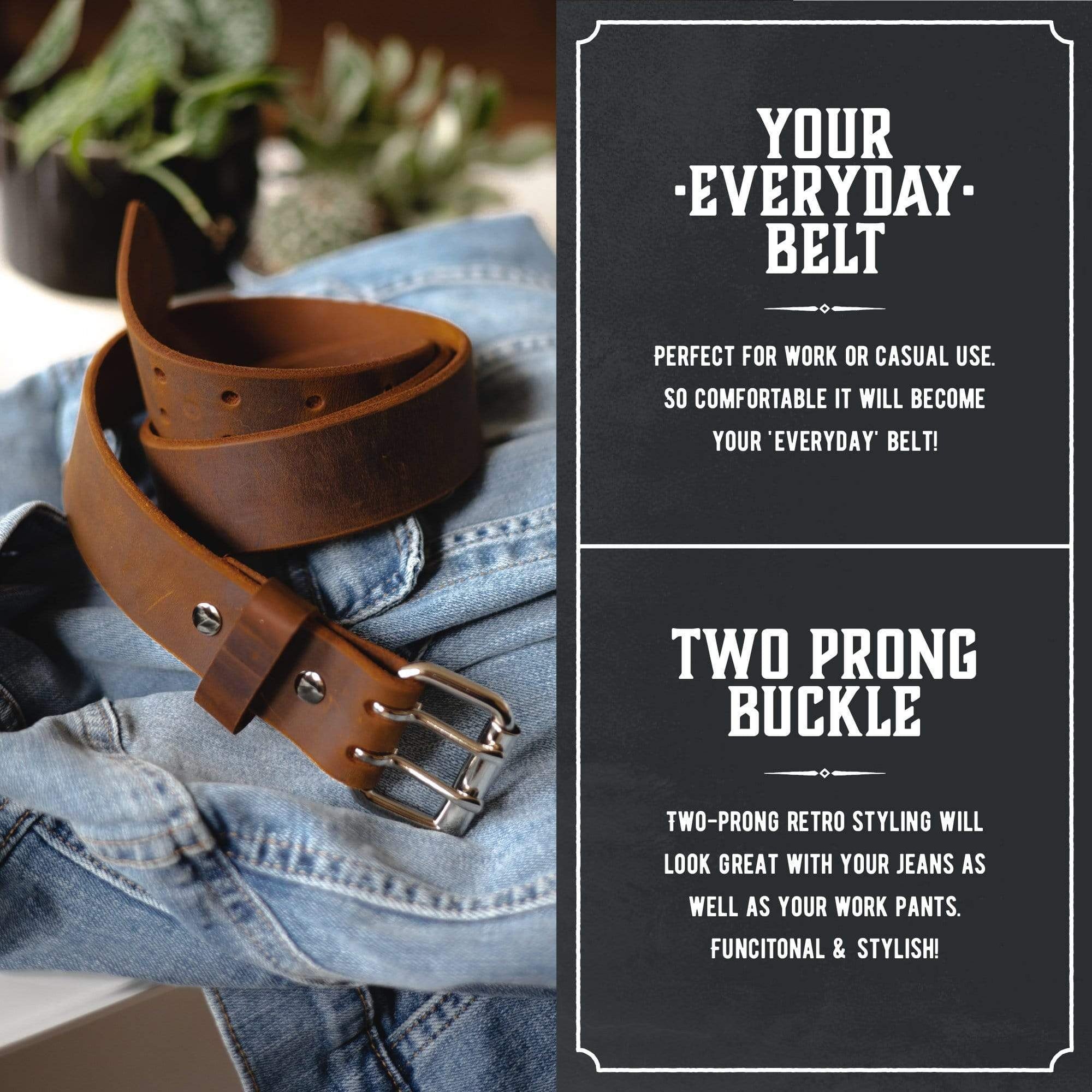 Main Street Forge Double Down Leather Belt for Men – Made in USA, Two Prong Work Belt, Full Grain Casual Belt for Jeans, Bootlegger Brown, Size 32 (Fits Size 30 Pants Main Street Forge Double Down Leather Belt for Men – Made in USA, Two Prong Work Belt, Full Grain Casual Belt for Jeans, Bootlegger Brown, Size 32 (Fits Size 30 Pants