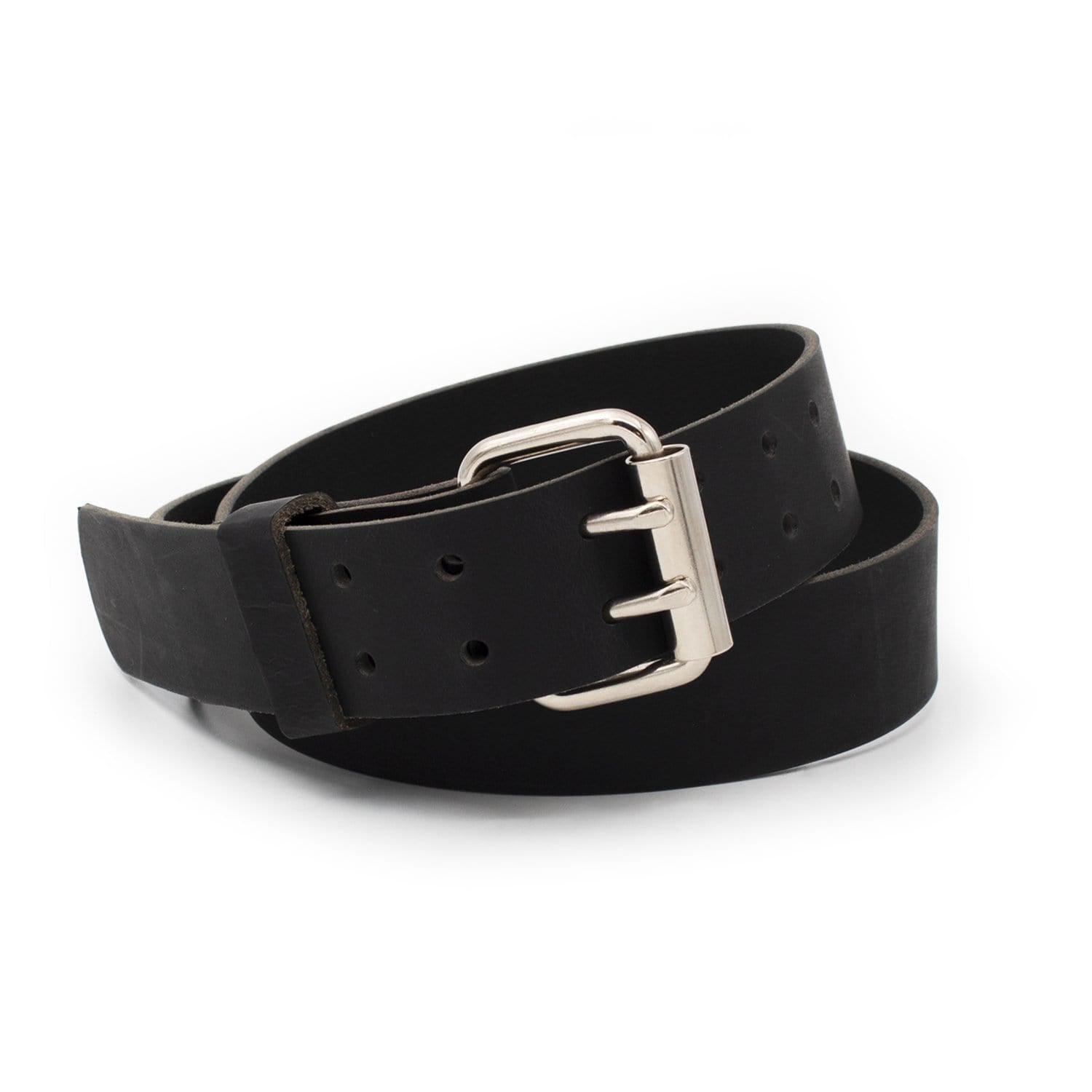 2½-inch-Wide Handmade Leather Belt 36 / Black / Steel