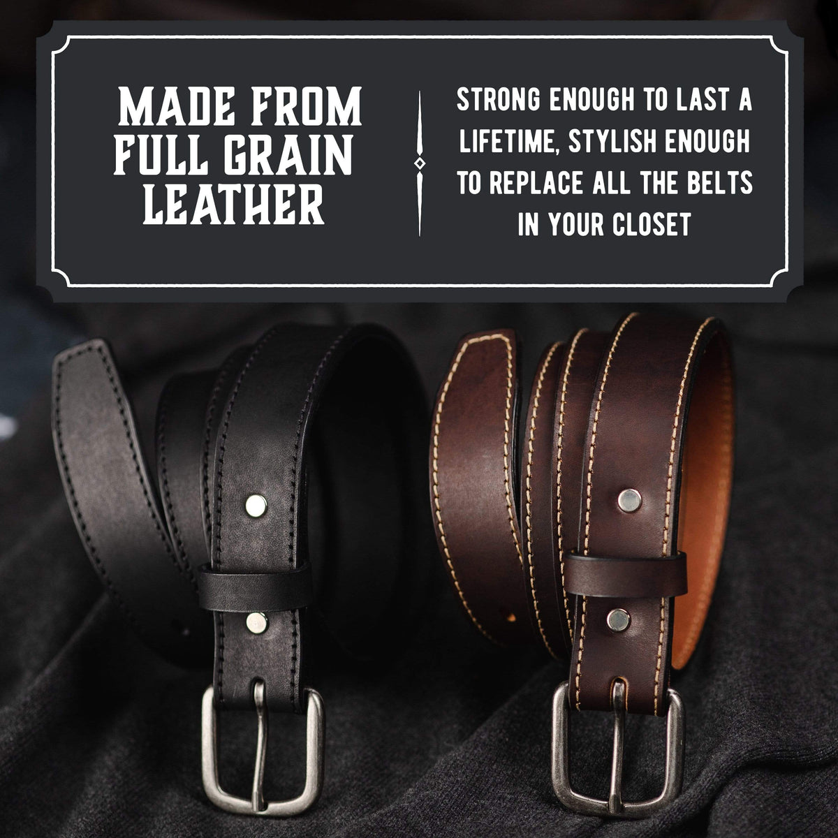 Main Street Forge Belt The Executive Leather 1.25 Inch Dress Belt | Made in USA | Full Grain Leather | Lifetime Warranty