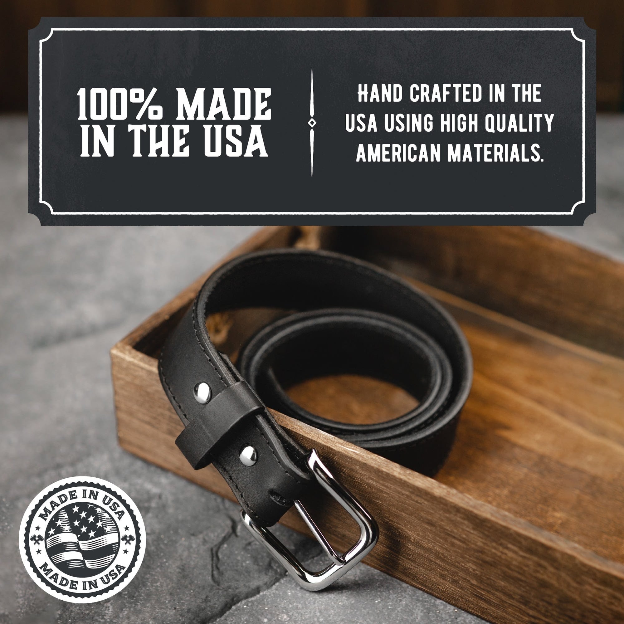 Main Street Forge All American Leather Belt | Made in USA | Men's Heavy Duty Work Belt | EDC Belt