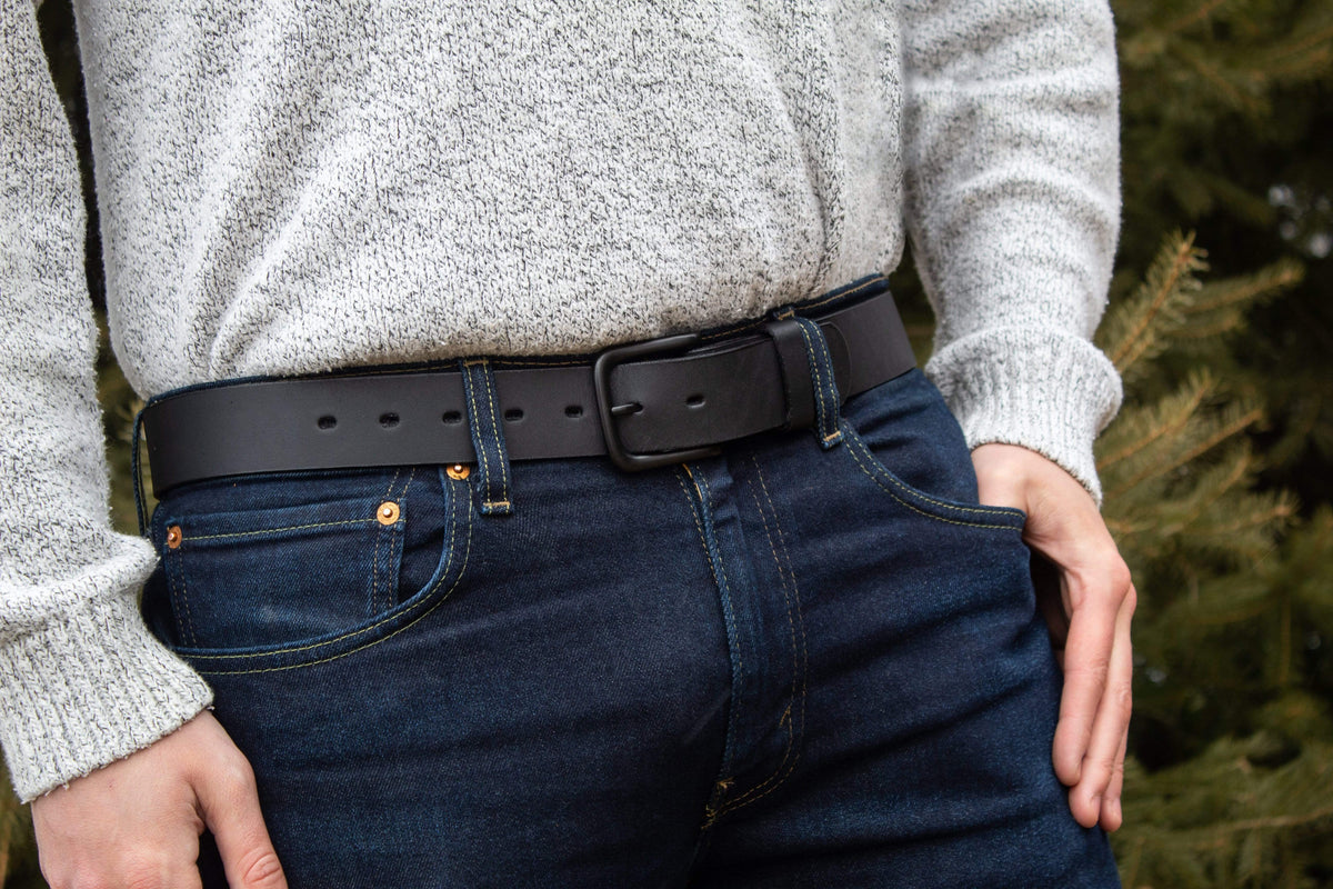 Main Street Forge Belt The Huntsman Belt | Full Grain Black Leather | Made in USA | Thick, Heavy Duty
