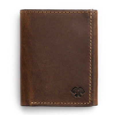 Main Street Forge Wallet Bootlegger Brown Trifold Leather Wallet For Men | Made In USA | Genuine Full Grain Leather Men's Tri Fold Wallet 816895026984