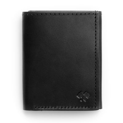 Main Street Forge Wallet Midnight Black Trifold Leather Wallet For Men | Made In USA | Genuine Full Grain Leather Men's Tri Fold Wallet 816895026960