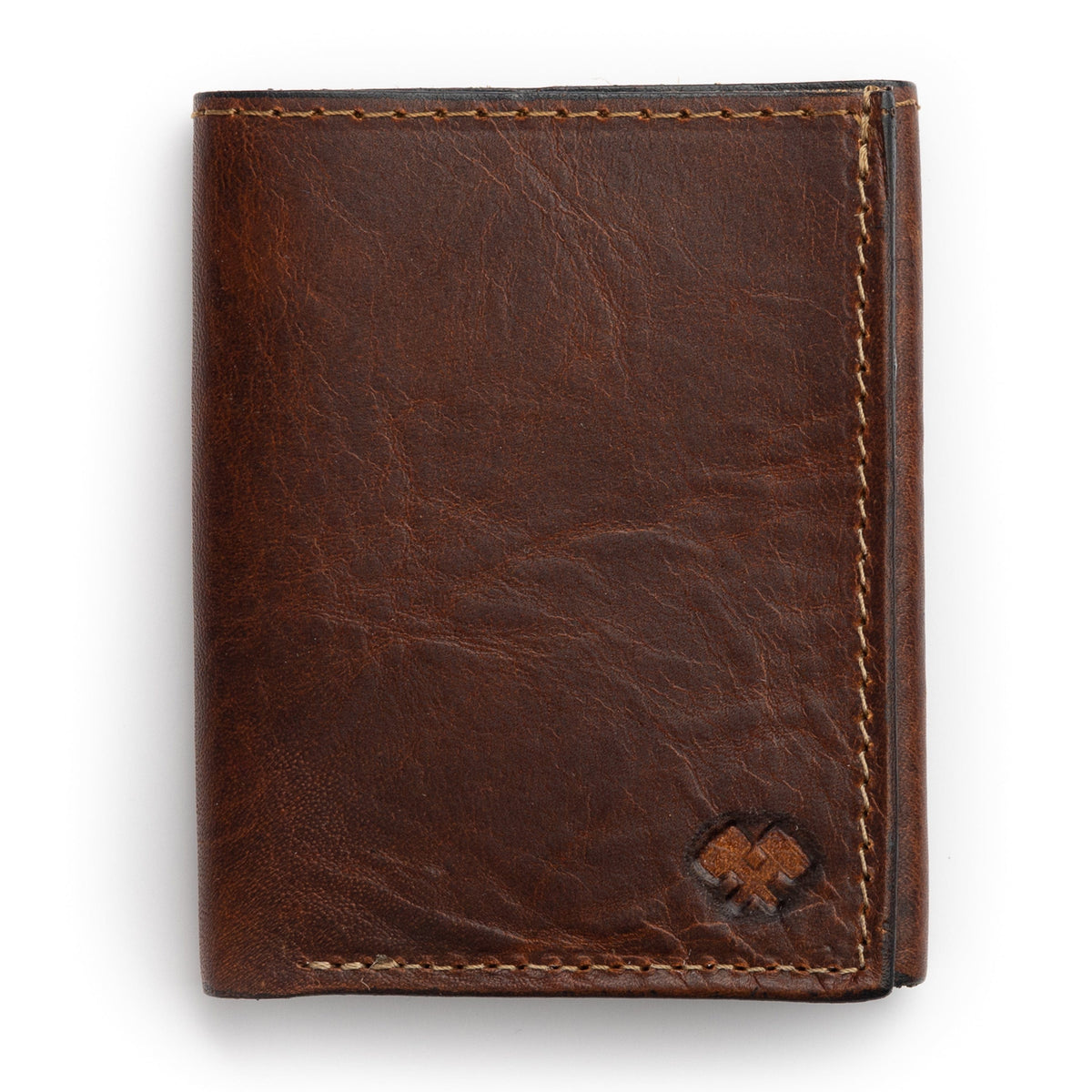 Main Street Forge Wallet Tobacco Snakebite Brown Trifold Leather Wallet For Men | Made In USA | Genuine Full Grain Leather Men's Tri Fold Wallet 816895026991